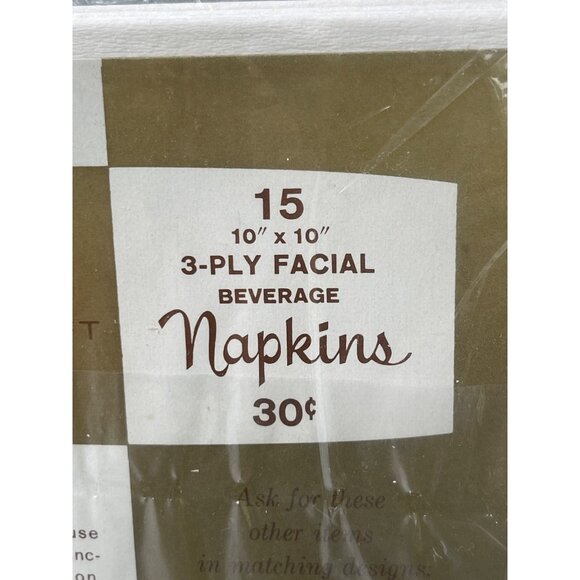 Vintage 15 Rust Craft Brownie Beverage Napkins Welcome Floral Estate 10" NEW NOS - Picture 3 of 3